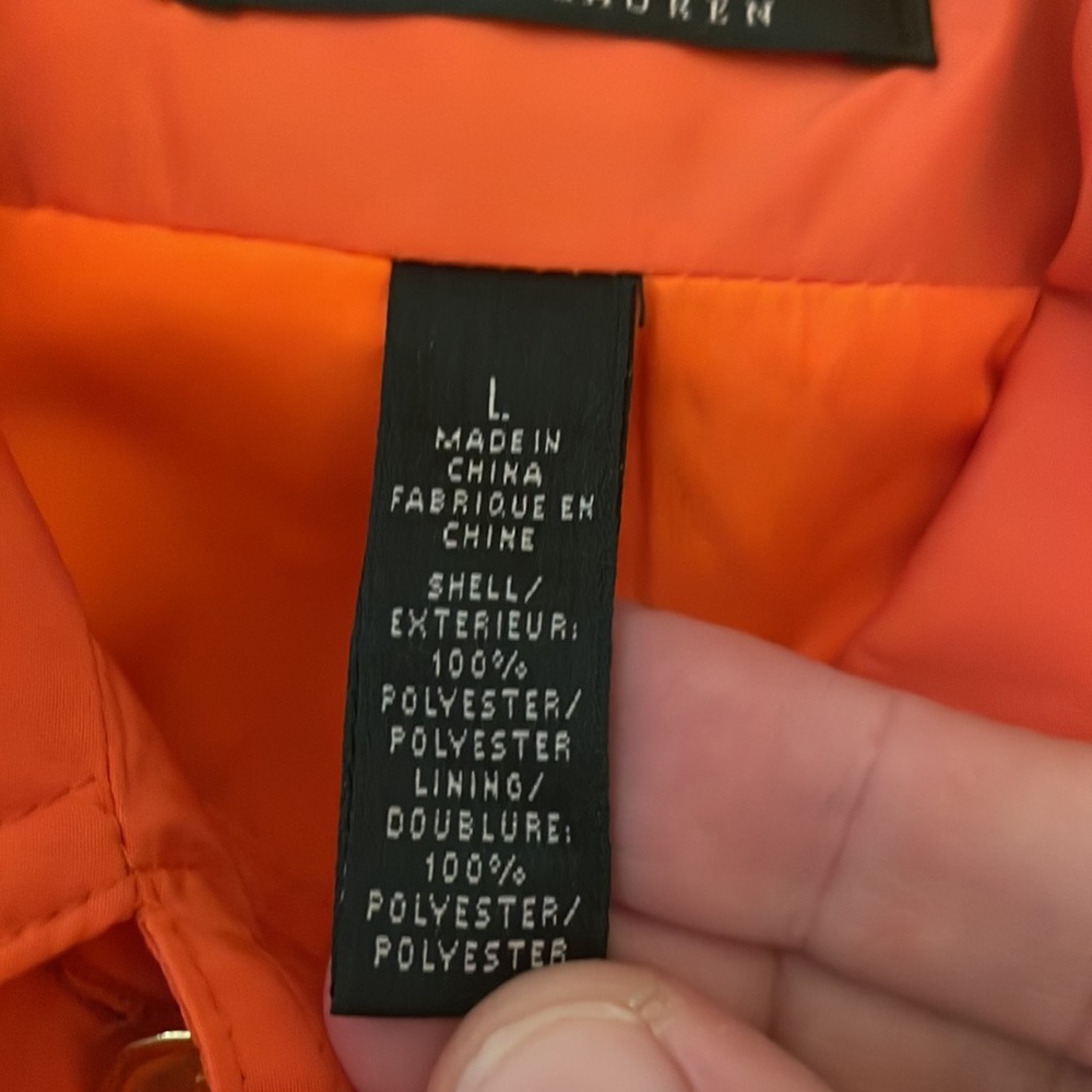 Lauren Ralph Lauren womens long orange button down coat size L EUC - Picture 6 of 7